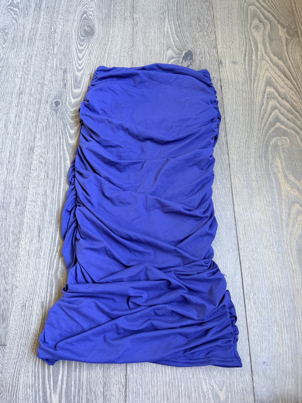 Exotica ExoticAthletica Navy Blue Soft to Touch Ruched Midi Skirt Size Medium